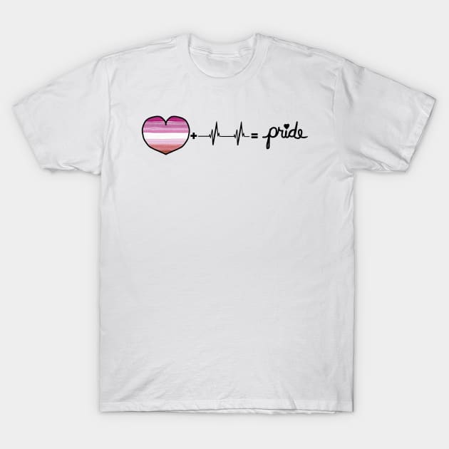 Lesbian Pride Heart + Heartbeat = Pride Design T-Shirt by PurposelyDesigned